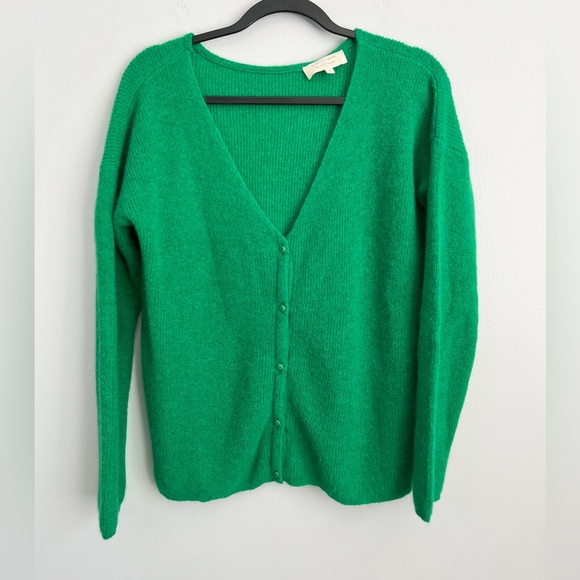 Sezane Size M • Button Up Cardigan Sweater Alpaca Mohair Green Long Sleeve. - Picture 1 of 4